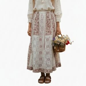 Vintage Cottagecore Floral Lace Midi Skirt | Carefree Fashions